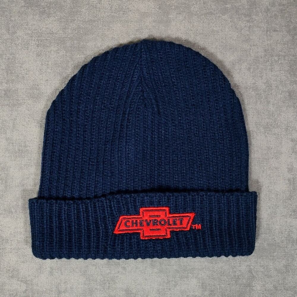 Chevrolet navy blue rib knit casual outdoors fall beanie unisex OSFM